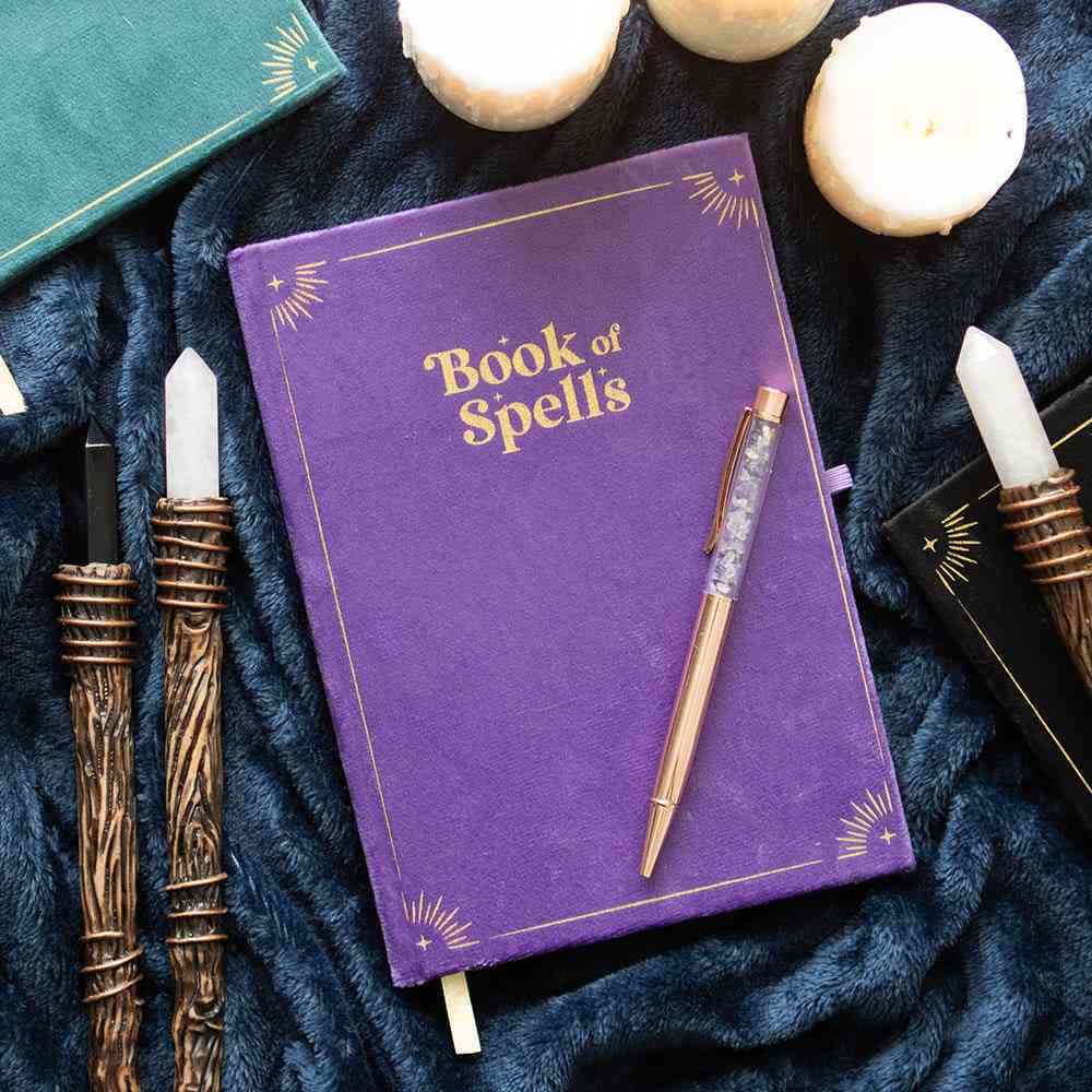 Something Different - Book of Spells with Amethyst Crystal Pen Notebook - Purple